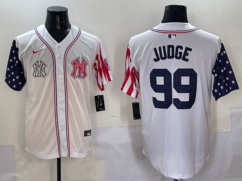 Men 2025  MLB New York Yankees #99 Judge white jersey style 13